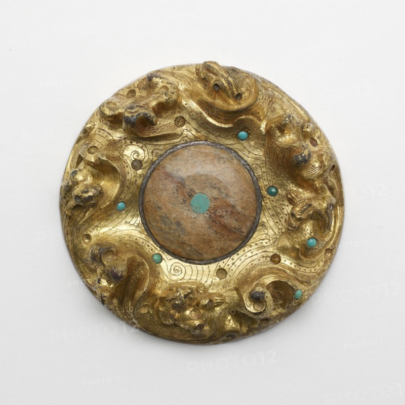 Gilt bronze plaque with animals in a landscape, Early Western Han dynasty, ca. 2nd century BCE. Creator: Unknown.