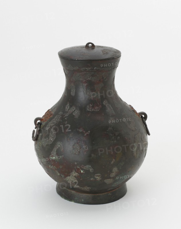Lidded ritual container (hu) with painted decoration, Han dynasty, 206 BCE-220 CE. Creator: Unknown.