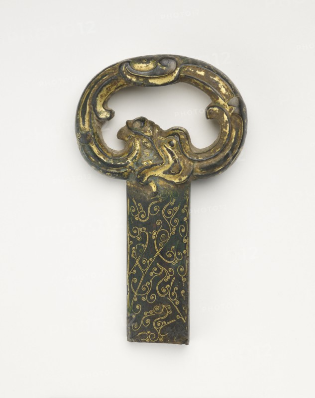 Sword hilt with ring pommel in the form of a dragon, Han dynasty, 206 BCE-220 CE. Creator: Unknown.