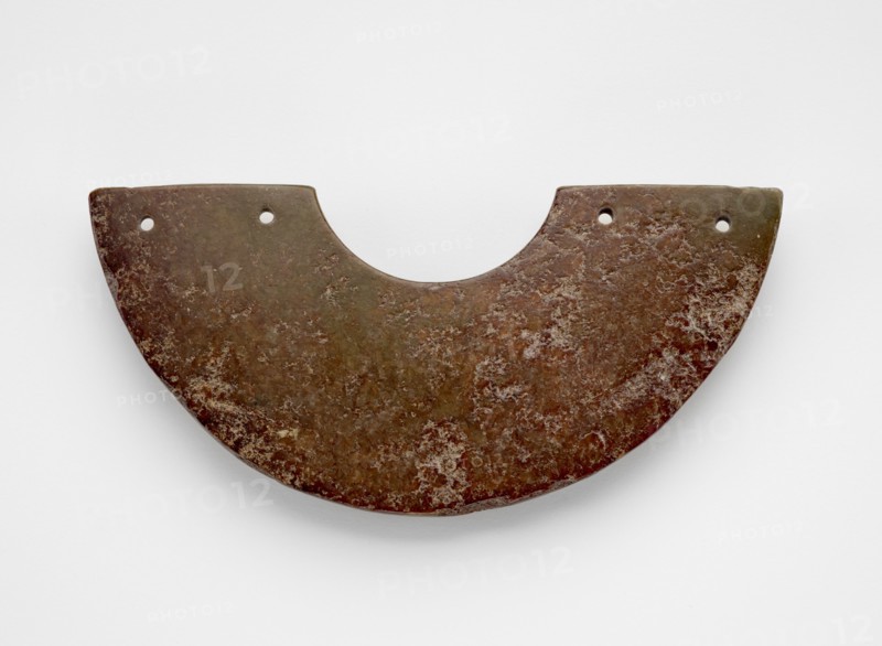 Arc-shaped pendant (huang ?), made from a disk (bi ?), Late Neolithic period, c3000-c1700 BCE. Creator: Unknown.