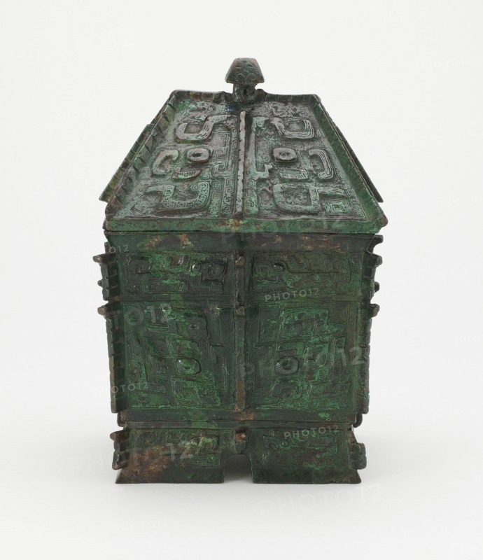 Square lidded ritual wine container with lid (fangyi), Late Shang dynasty, ca. 1200-1050 BCE. Creator: Unknown.