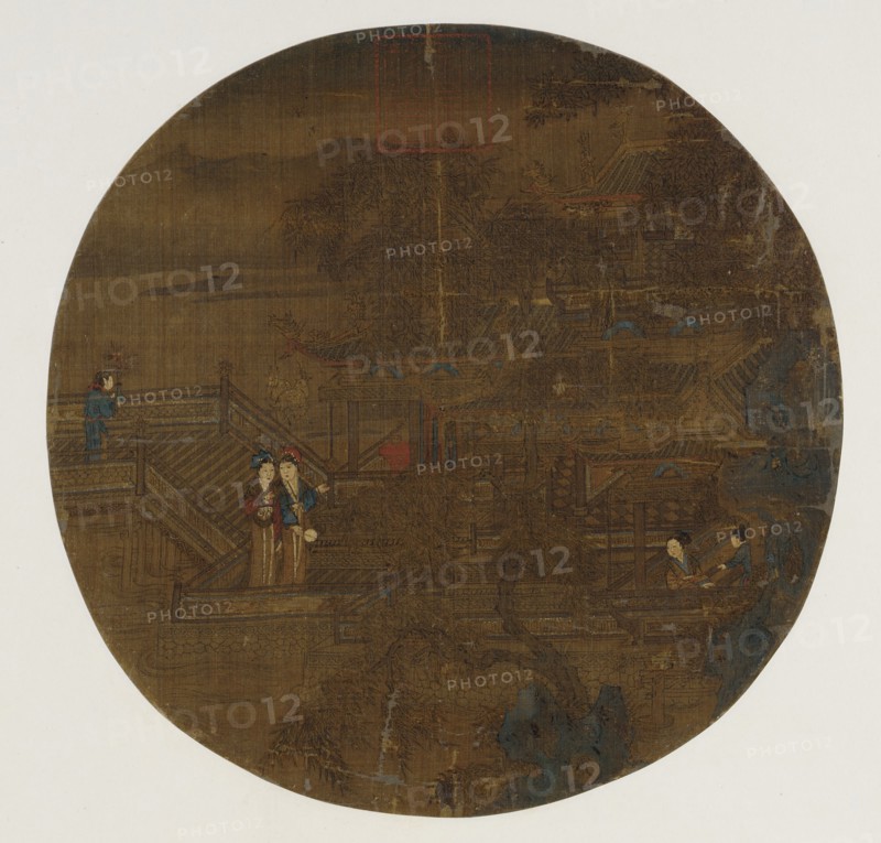 Pavilions and people, Ming dynasty, 1368-1644. Creator: Unknown.