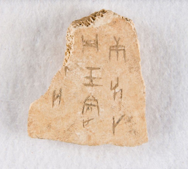 Inscribed bone fragment ("oracle bone"), Late Shang dynasty, ca. 1300-1050 BCE. Creator: Unknown.