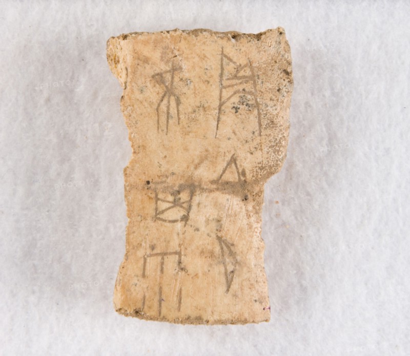 Inscribed bone fragment ("oracle bone"), Late Shang dynasty, ca. 1300-1050 BCE. Creator: Unknown.