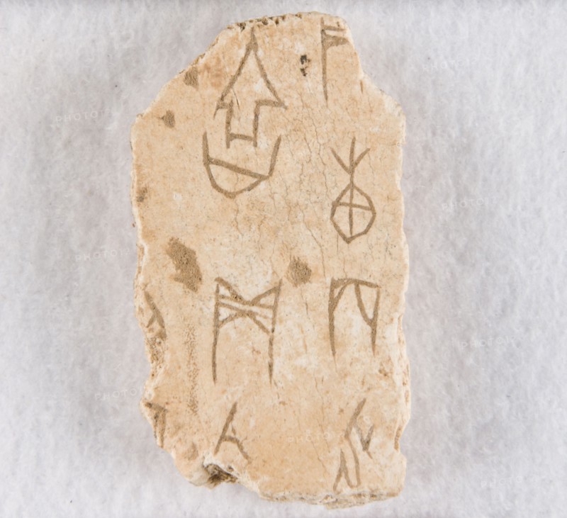 Inscribed bone fragment ("oracle bone"), Late Shang dynasty, ca. 1300-1050 BCE. Creator: Unknown.