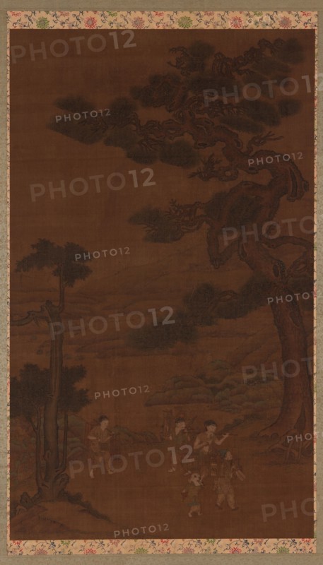 Landscape: handicraftsmen under a great pine tree, Ming dynasty, 16th-17th century. Creator: Unknown.