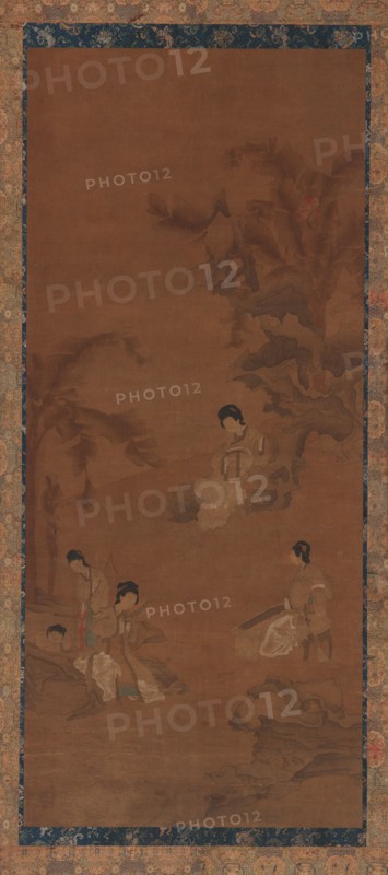 Female musicians in a garden under banana palms, Ming dynasty, 1368-1644. Creator: Unknown.