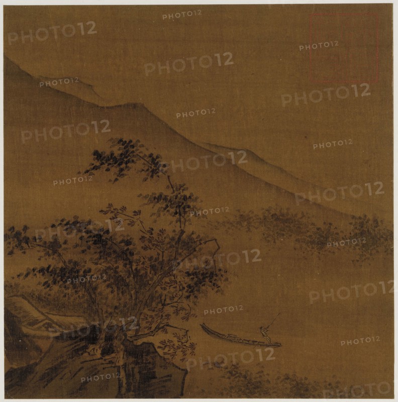Landscape: hillsides, rocks, trees, house and a boat, Ming dynasty, 1368-1644. Creator: Unknown.