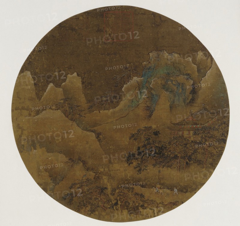 Mountain landscape: crags, temple and pines, Ming dynasty, 1368-1644. Creator: Unknown.
