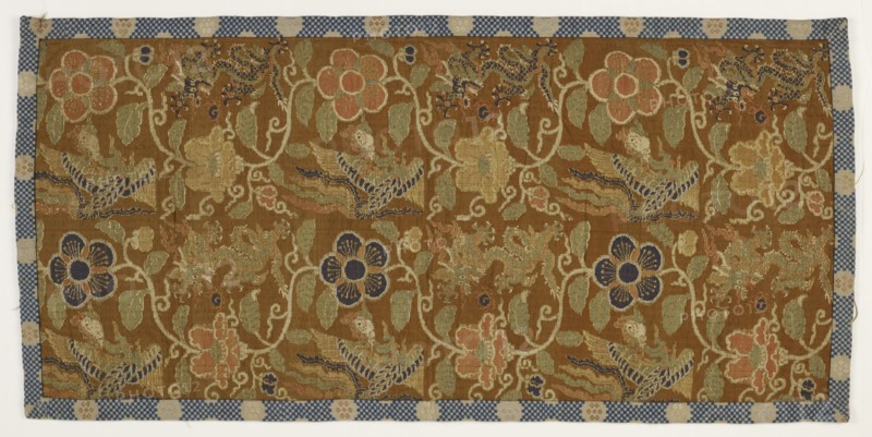Panel with dragons, pearls, phoenixes, and floral patterns, Ming dynasty, 1573-1620. Creator: Unknown.