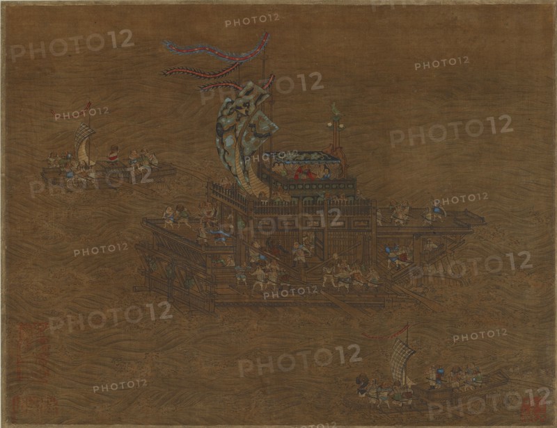A royal barge at sea, Ming or Qing dynasty, 16th-17th century. Creator: Unknown.
