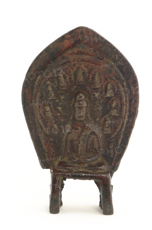 Relief statuette of seated Buddha with nine miniature Buddhas..., Period of Division, 5th century. Creator: Unknown.