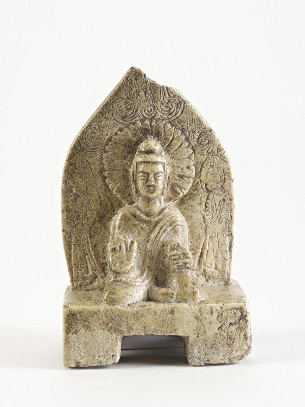 Seated Buddha with figures, Period of Division, possibly 386-535. Creator: Unknown.