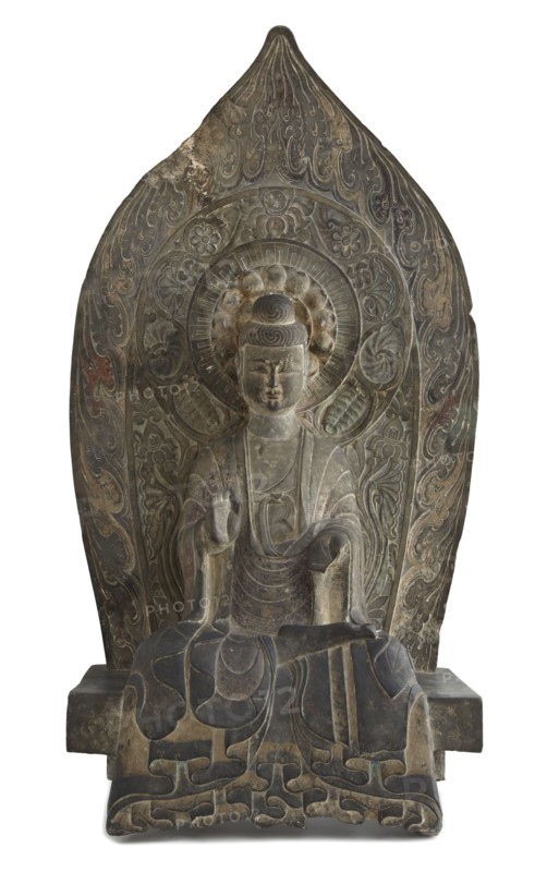 Seated figure of the Buddha Sakyamuni in high relief, Period of Division, 534-550. Creator: Unknown.