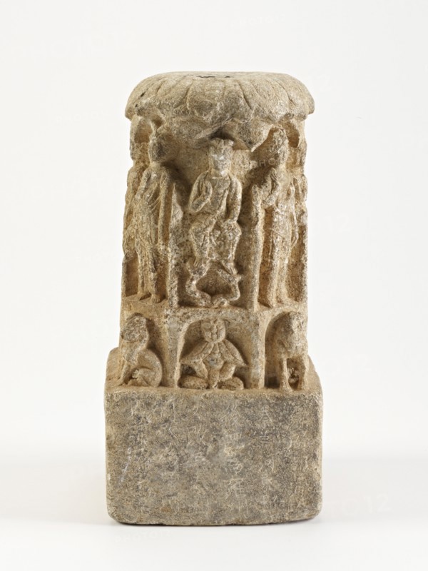 Bodhisattvas with lions and figures, Possibly Sui dynasty, possibly 581-618. Creator: Unknown.