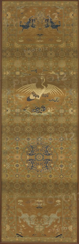 Brocade, silk. Oblong panel; chair cover, Qing dynasty, 18th century. Creator: Unknown.