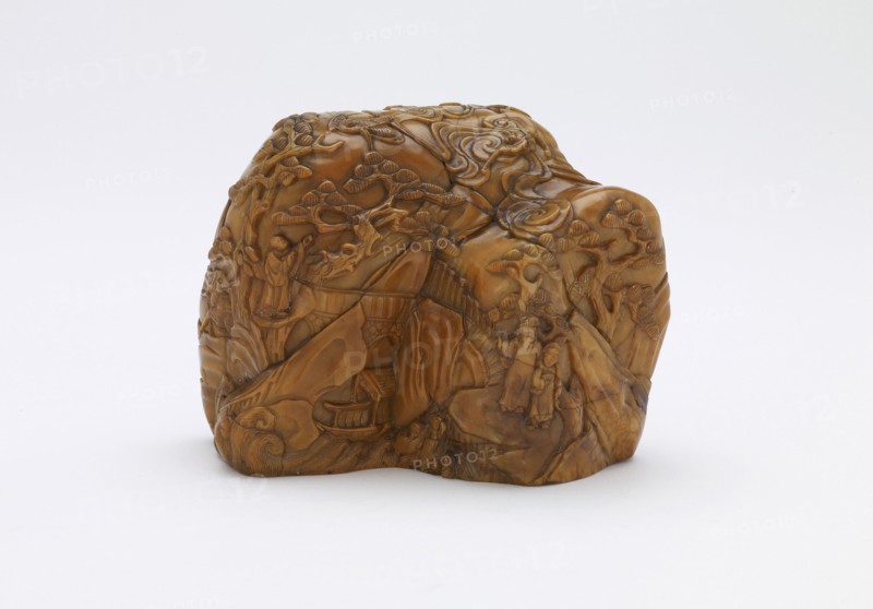 Landscape carved in low relief, Qing dynasty, 1735-1796. Creator: Unknown.
