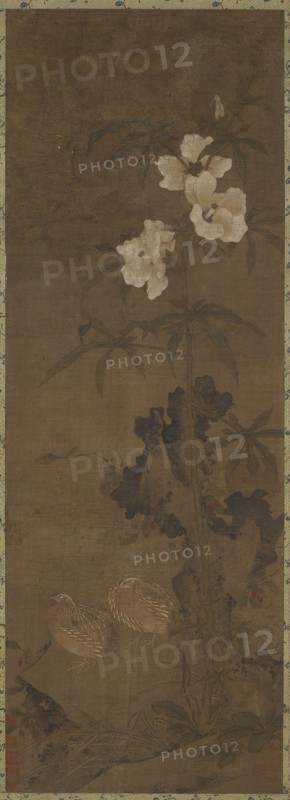 Quail and flowers, Yuan or Ming dynasty, 14th century. Creator: Unknown.