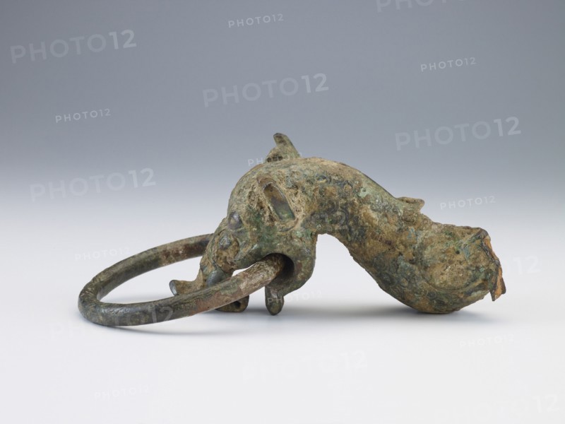 Dragon-head handle and ring (fragment), Zhou dynasty, ca. 1050-221 BCE. Creator: Unknown.
