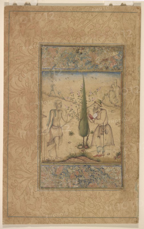 A pilgrim and an ascetic in conversation, Mughal dynasty, ca. 1600. Creator: Unknown.