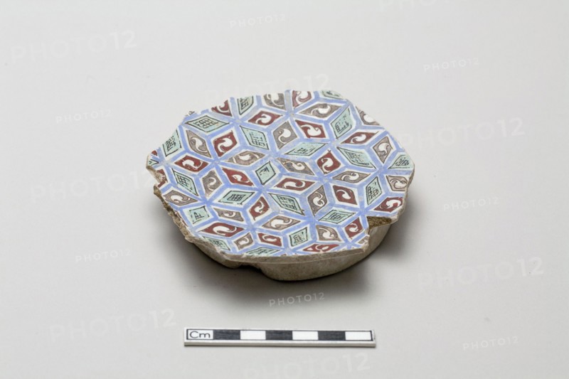 Fragmentary base of a bowl with with abstracted all-over design, early 13th century. Creator: Unknown.