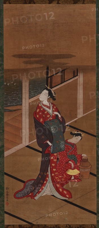 Interior: A Yujo and an Attendant Heating Water, Edo period, 1615-1868. Creator: Unknown.