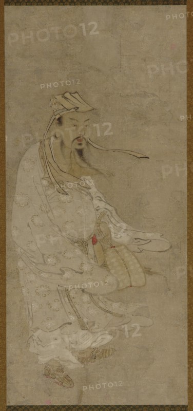 A Chinese man standing in a high wind, Edo period, 17th century. Creator: Unknown.