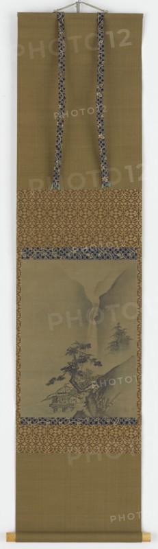 Pine trees and waterfall, Edo period, 1615-1868. Creator: Unknown.