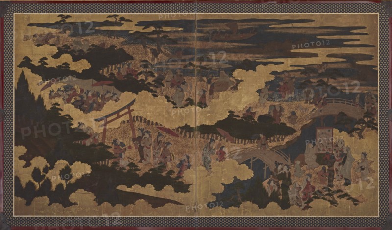 A festival at the Sumiyoshi Shrine, Edo period, early 17th century. Creator: Unknown.