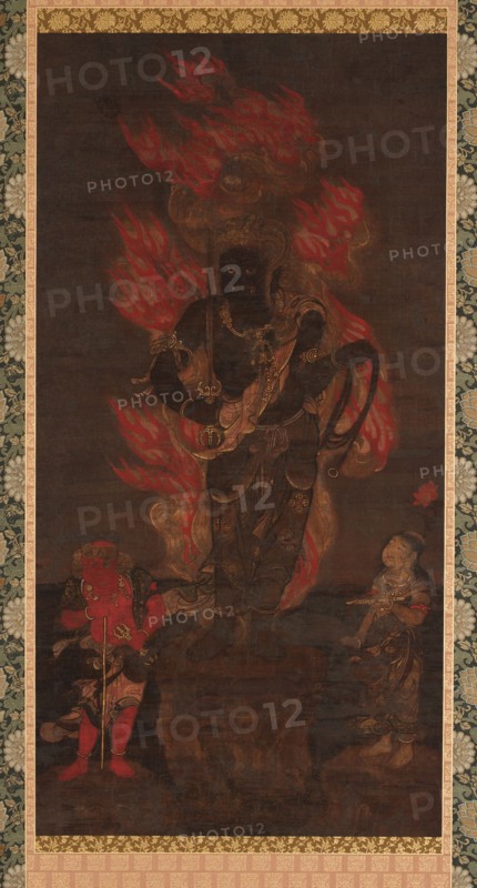 Fudo Myo'o and two attendants, Kamakura period, 14th century. Creator: Unknown.