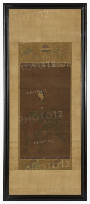 Manjushri riding a lion, Muromachi period, 1392-1568. Creator: Unknown.