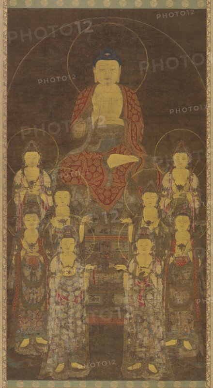Buddha Amitabha (Amita) and the Eight Great Bodhisattvas, Late Goryeo period,mid-late 14th cent. Creator: Unknown.