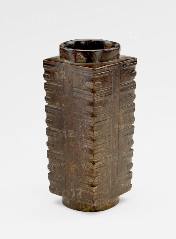 Six-tier tube (cong ?) with masks, probably recut, Late Neolithic period, ca. 3300-2250 BCE. Creator: Unknown.