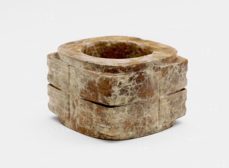 Two-tier tube (cong ?) with masks, Late Neolithic period, ca. 3300-2250 BCE. Creator: Unknown.