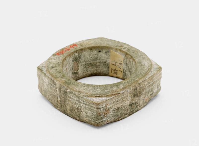 One-tier tube (cong ?) with masks, Late Neolithic period, ca. 3000-ca. 2250 BCE. Creator: Unknown.