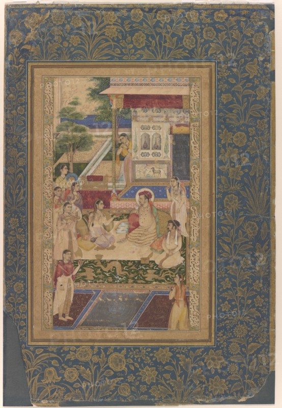 Jahangir and Prince Khurram Entertained by Nur Jahan, Mughal dynasty, ca. 1640-50. Creator: Unknown.
