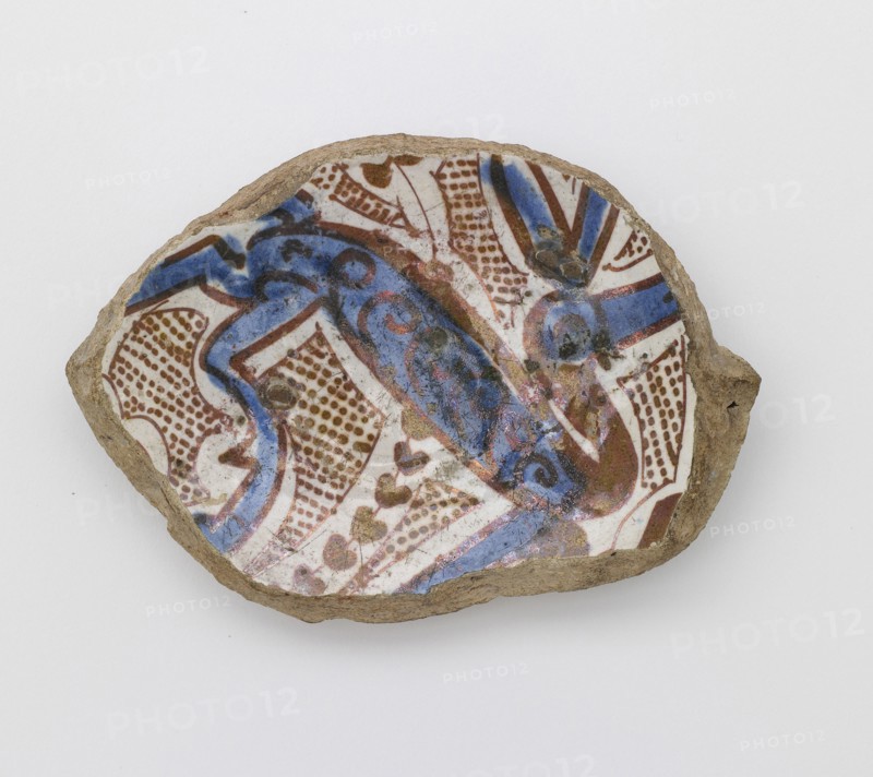 Fragment of the foot of a bowl, early 13th century. Creator: Unknown.