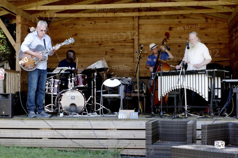 Roger Beaujolais Quartet, Jim Mullen, Winston Clifford, Simon Thorpe, Roger Beaujolais, Kent, 2021. Creator: Brian O'Connor.