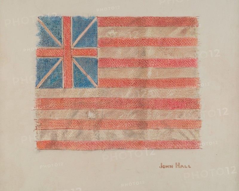 Miniature Revolutionary Flag, c. 1940. Creator: John Hall.