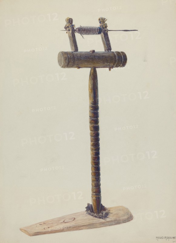 Spinning Wheel, c. 1938. Creator: Maud M Holme.