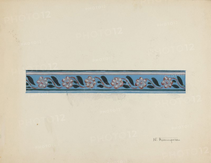 Wall Paper Border on Bandbox Lid, c. 1936. Creator: Nicholas Acampora.