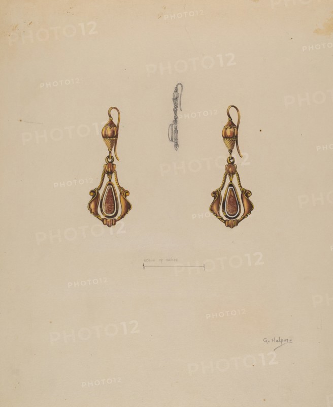 Earrings, c. 1937. Creator: Grace Halpin.