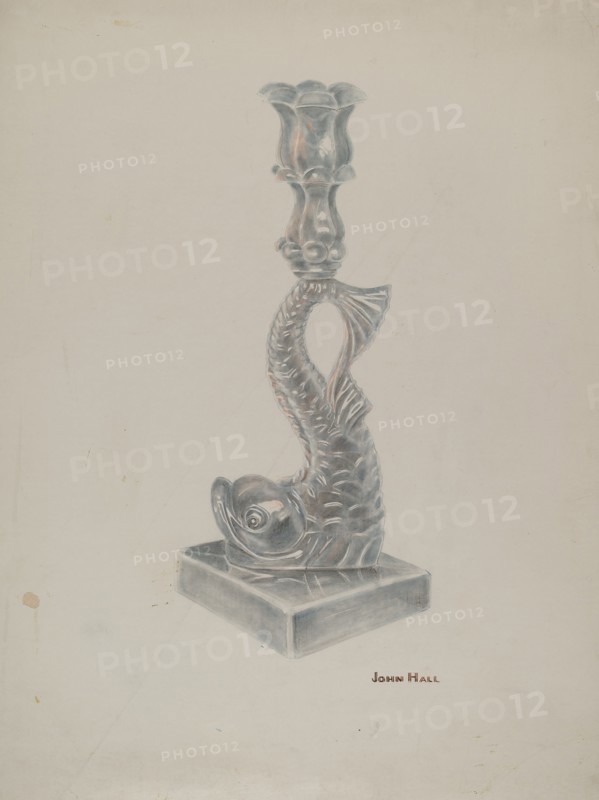 Glass Candlestick, c. 1940. Creator: John Hall.