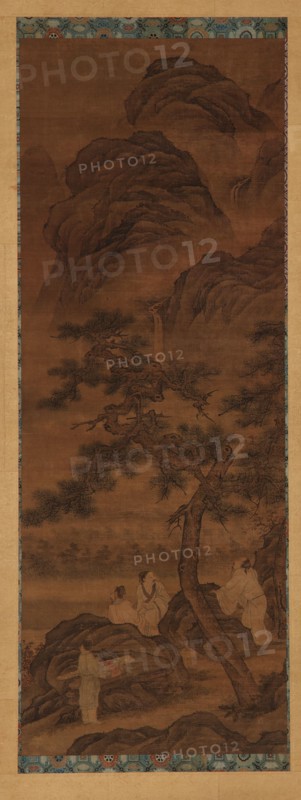 Mountain landscape: three poets and an attendant under a pine tree, Ming dynasty, 16th century. Creator: Unknown.