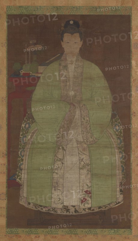 Portrait of a woman in green, Possibly Ming dynasty, (17th century?). Creator: Unknown.