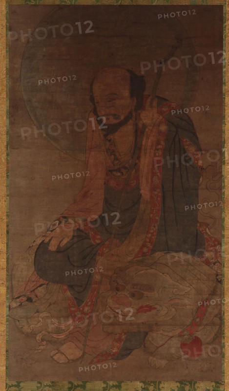 Manjusri and his lion, Ming dynasty, 1368-1644. Creator: Unknown.