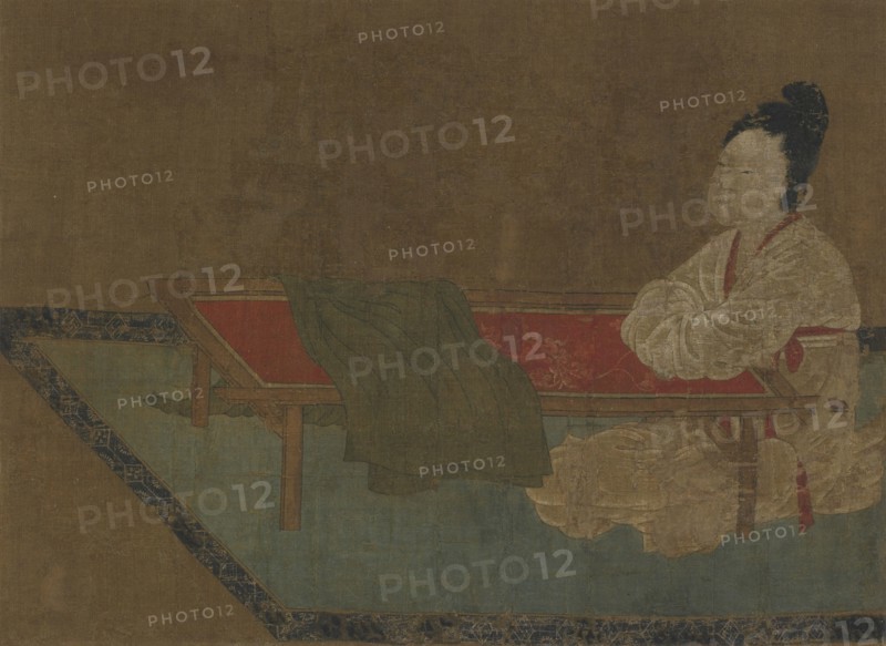Girl seated at an embroidery frame, Ming dynasty, 15th century. Creator: Unknown.