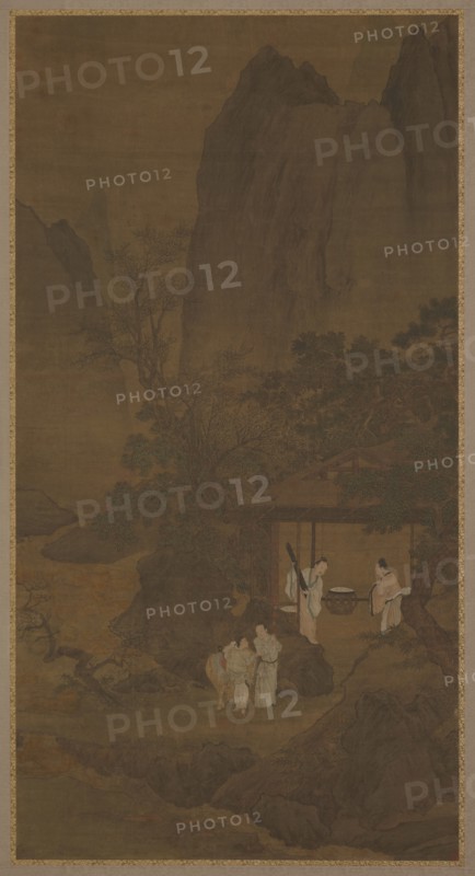 Visitor to a mountain retreat, Ming dynasty, 16th century. Creator: Unknown.