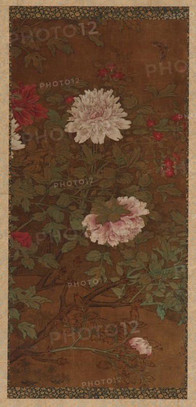 Peonies and butterfly, Ming dynasty, 1368-1644. Creator: Unknown.