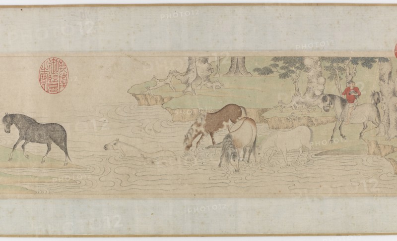 Horses and Grooms Crossing a River, Yuan or early MIng dynasty, 14th century. Creator: Unknown.